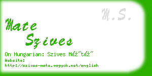 mate szives business card